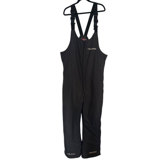 Vintage Polaris Men’s L Black Ski Bib Snowsuit Adjustable Straps Snowmobile - Picture 1 of 16